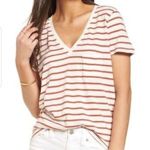 Madewell whisper cotton striped v-neck